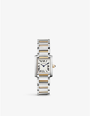 CARTIER: Tank Française 18ct yellow-gold and stainless steel watch