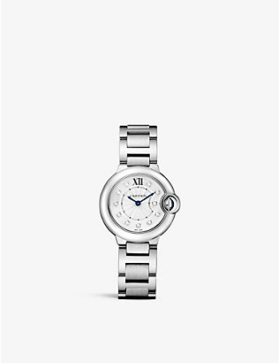 CARTIER: Ballon Bleu de Cartier diamond and stainless steel watch