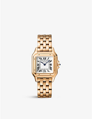 CARTIER: Panthère de Cartier medium 18ct pink-gold and sapphire watch