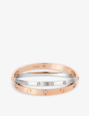 CARTIER - Love 18ct pink and white-gold diamond bracelet | Selfridges.com