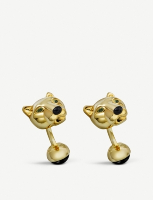 CARTIER Panther head gold cufflinks