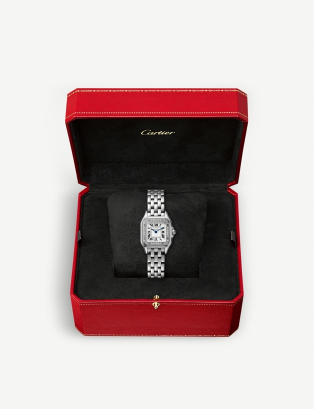 CRW4PN0007 Panthère de Cartier small brilliant-cut diamond and stainless-steel quartz watch