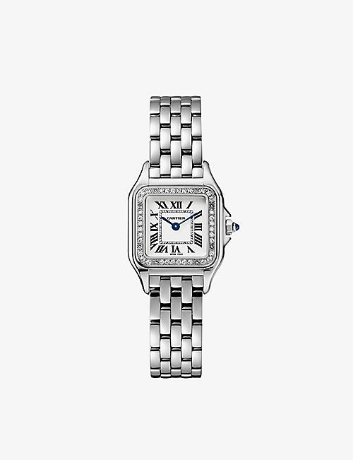 CARTIER: W4PN0007 Panthère de Cartier stainless steel and diamond quartz watch