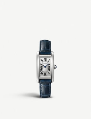 CARTIER WSTA0016 Tank Am ricaine stainless steel and alligator