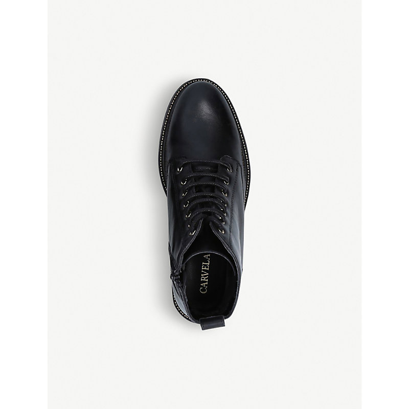 Shop Carvela Women's Black Spike Leather Ankle Boots