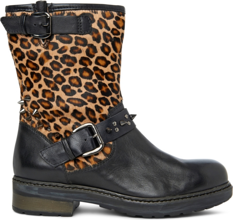 CARVELA Strike leopard print leather biker boots