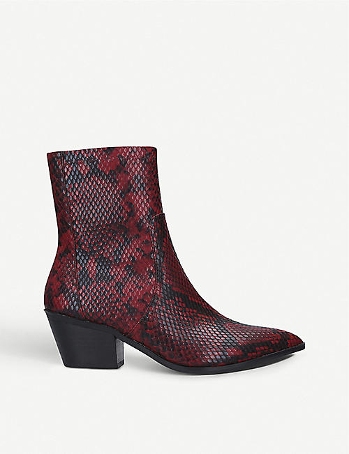ALDO: Batis snakeskin-embossed leather ankle boots