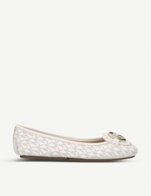 Michael Michael Kors Jilly Womens Faux Leather Slip-on Ballet Flats In Cream