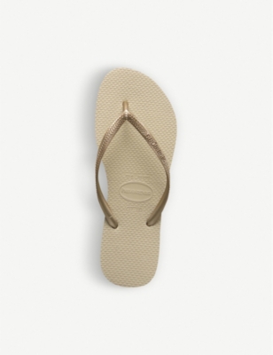Shop Havaianas Logo-embellished Rubber Flip-flops In Slim Sand Grey