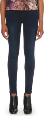 Ted Baker Womens Petraa Petrol Wash Skinny Jeans Dark Green In Animal Print
