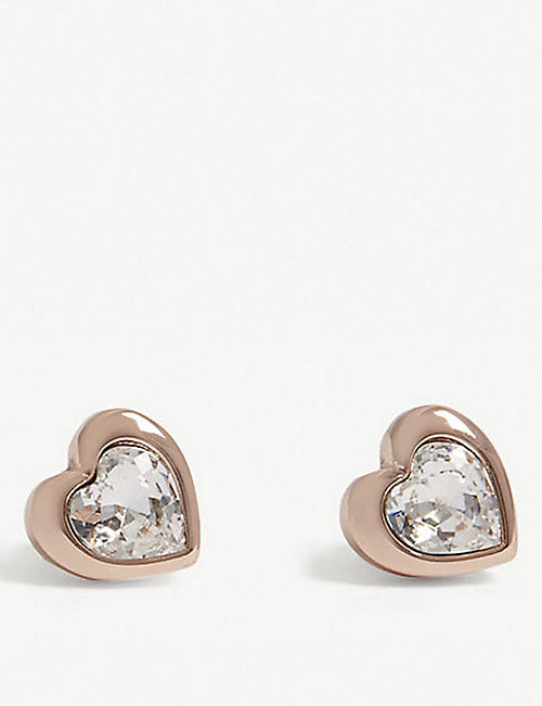 TED BAKER: Han crystal heart stud earrings