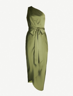 ted baker khaki one shoulder dress