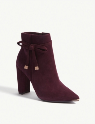 qatena suede bow detail ankle boots