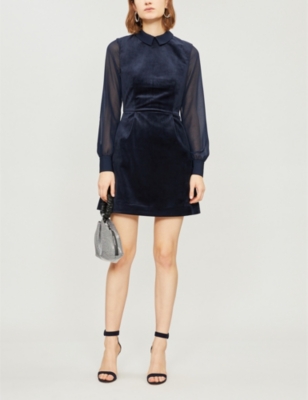 ted baker navy velvet dress