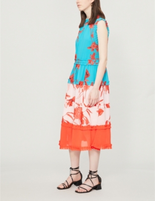 camelis fantasia tiered midi dress