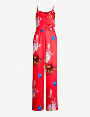 ted baker red floral jumpsuit