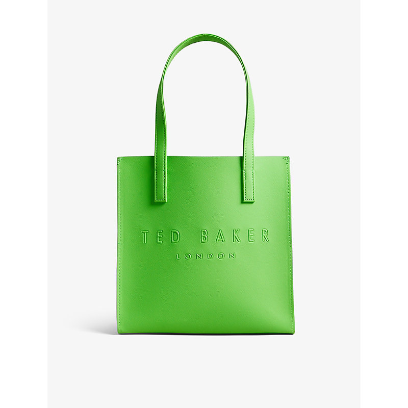 Ted Baker Icon Small Crosshatch Faux-leather Shopper In Green