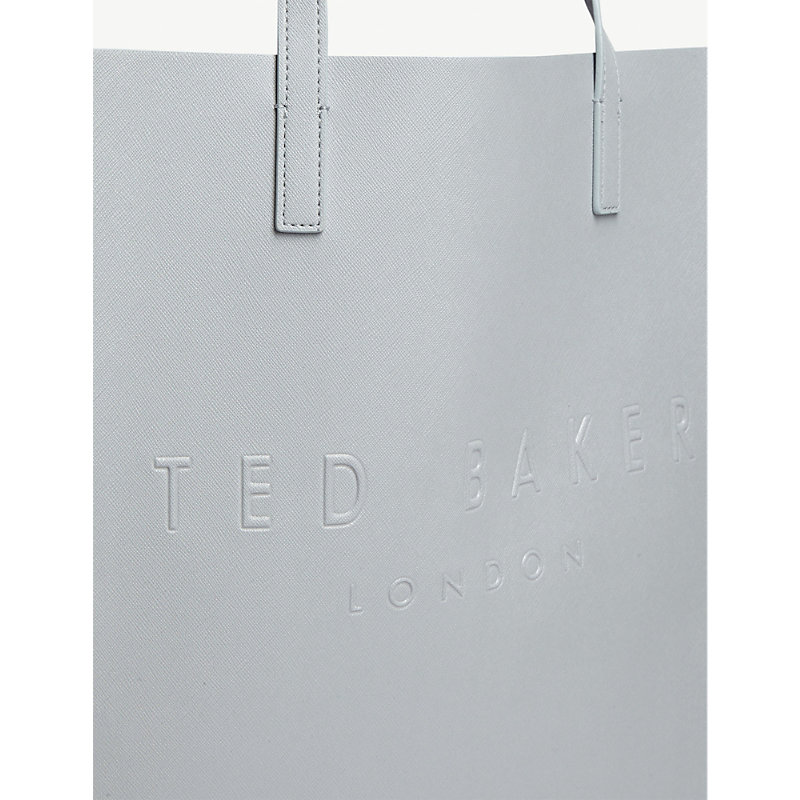 Shop Ted Baker Women's Light Grey Ladies Light Grey Leather Floral Icon Tote Bag
