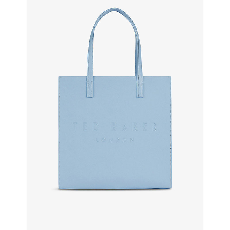 Ted Baker Crosshatch Small Icon Tote In Mid Blue