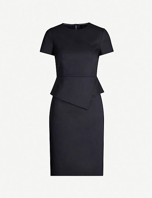 TED BAKER: Elynah asymmetric tailored midi dress