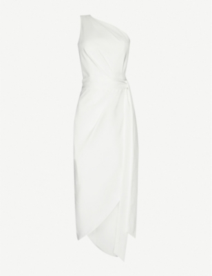 satin midi dress white