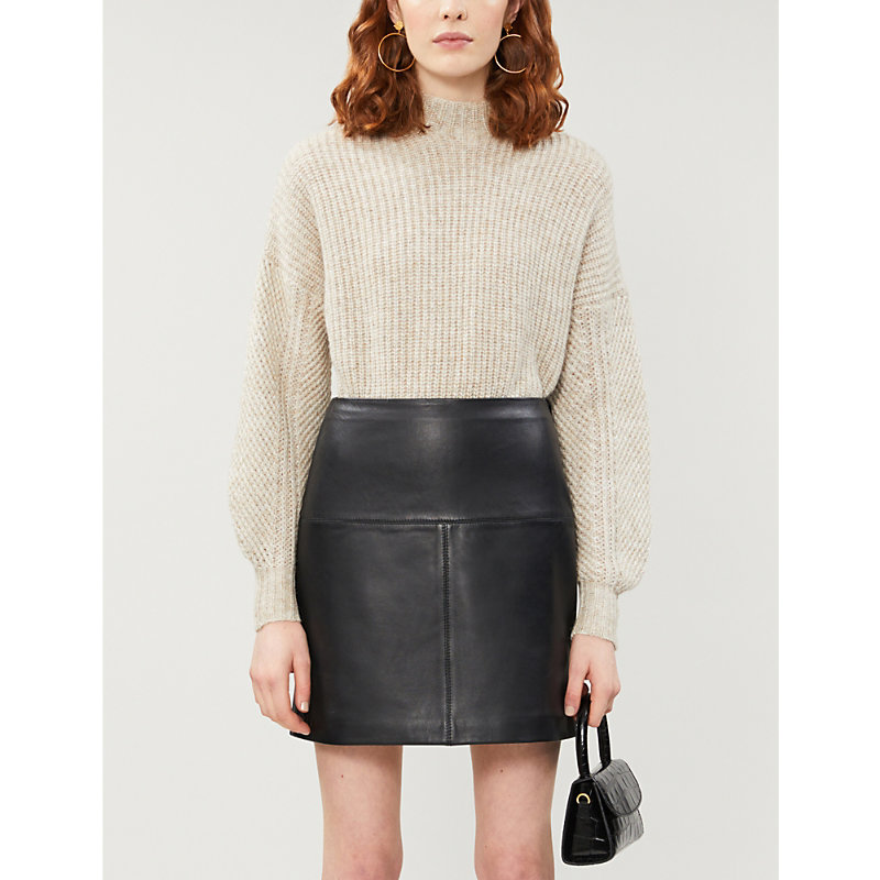 Shop Ted Baker Women's Black Valiat Leather Skirt