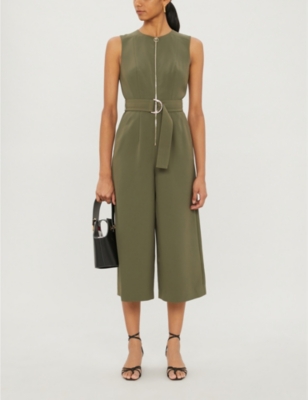 Ted Baker Volenti Belted Cropped Crepe Jumpsuit In Khaki ModeSens