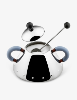 ALESSI: Stainless steel sugar bowl and spoon