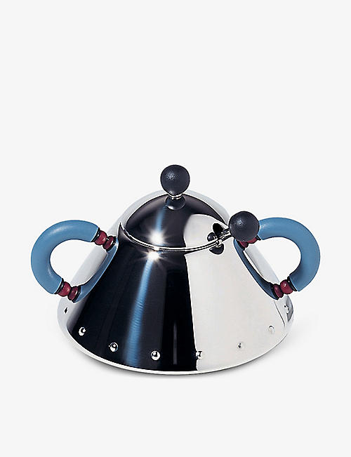 ALESSI: Stainless steel sugar bowl and spoon