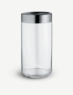 ALESSI: Julieta glass and stainless steel jar 21.6cm