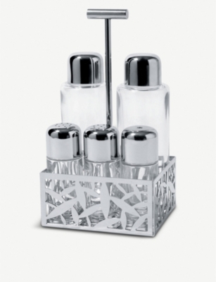 ALESSI: CACTUS! stainless steel 5 piece condiment set 21.6cm