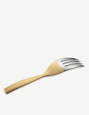 Alessi Dressed 24ct Gold-plated Stainless Steel Serving Fork In Nocolor