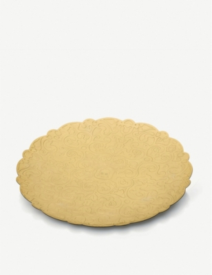 Dressed 24-carat gold-plated stainless steel round tray 35cm
