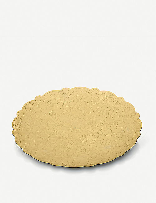 ALESSI: Dressed 24-carat gold-plated stainless steel round tray 35cm