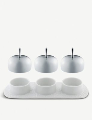ALESSI: Dressed porcelain and stainless steel jam tray
