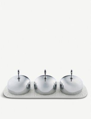 ALESSI: Dressed porcelain and stainless steel jam tray