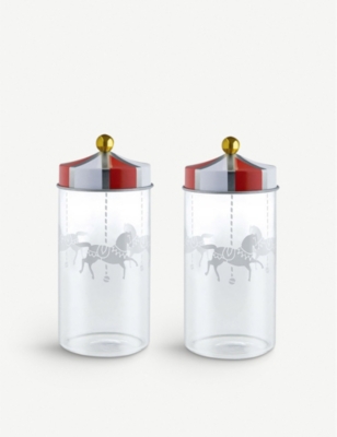 Circus glass spice holder set of two
