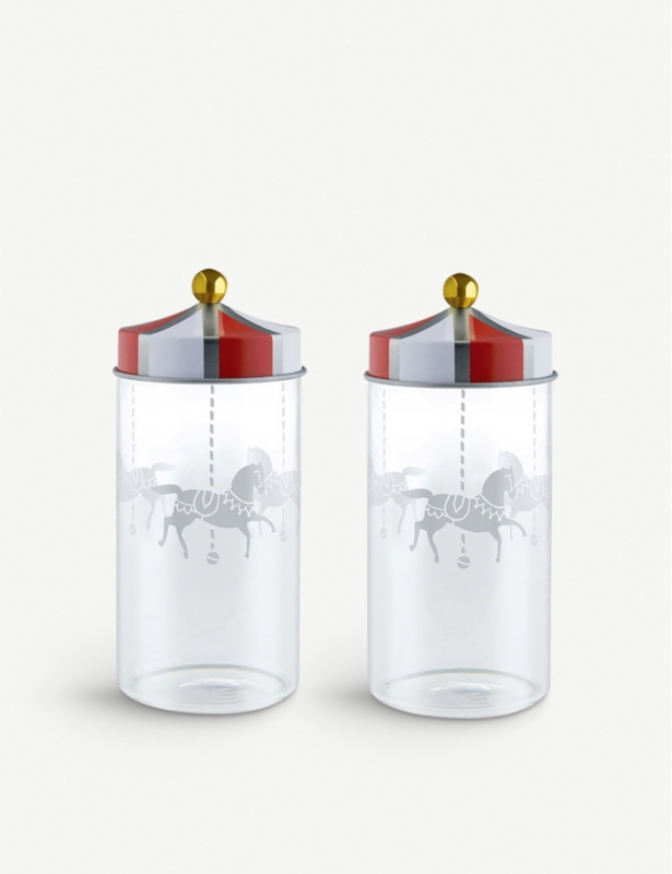 Circus glass spice holder set of two