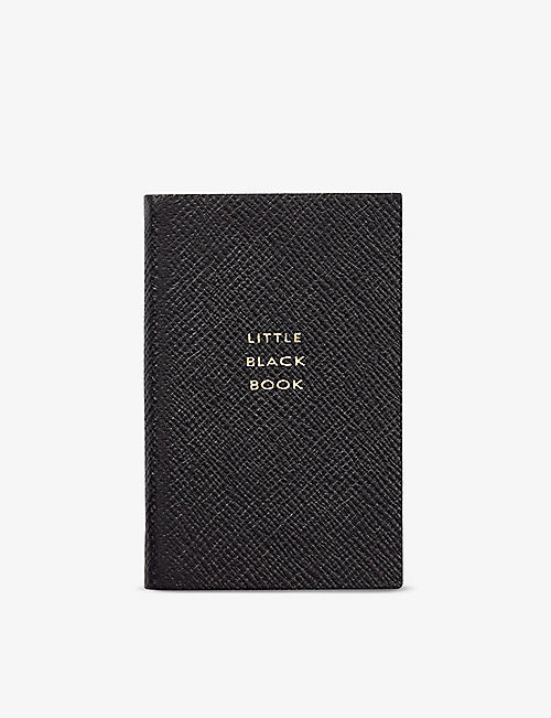 SMYTHSON: Panama Little Black Book leather address book 7cm x 10.5cm