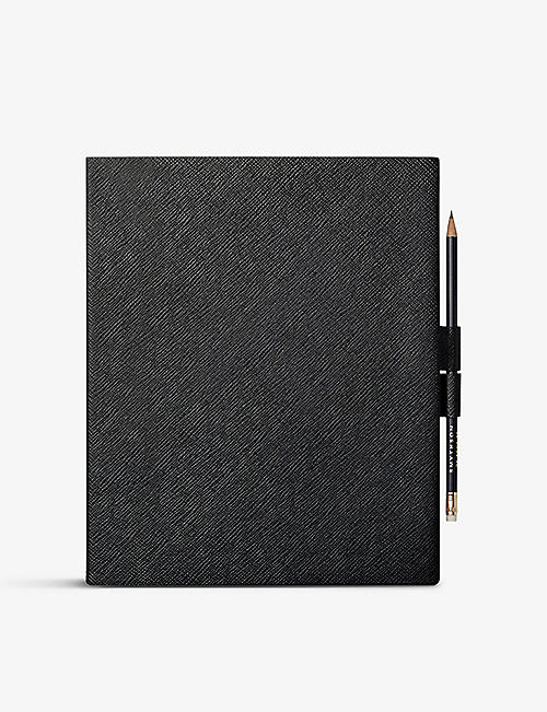 SMYTHSON: Portobello grained-leather sketchbook 21cm x 26cm
