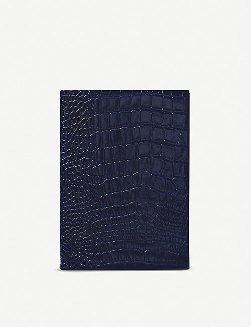 SMYTHSON: Soho croc-embossed leather notebook 19cm x 14cm