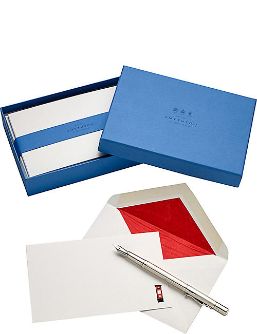 SMYTHSON: British Postbox Correspondence box of 10 greeting cards 16cm x 10cm