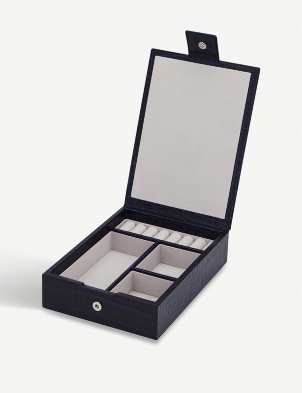 Mara leather jewellery box with travel tray 4cm x 12cm