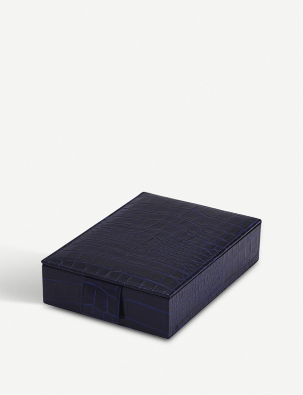 Mara leather jewellery box with travel tray 4cm x 12cm