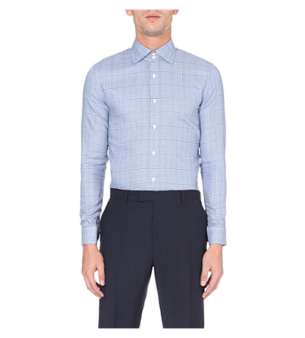 REISS   Delainy slim fit checked cotton shirt