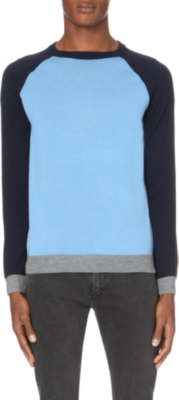 REISS   Twister colour block wool jumper