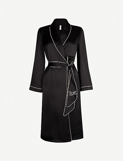 AGENT PROVOCATEUR: Contrast-piped silk robe