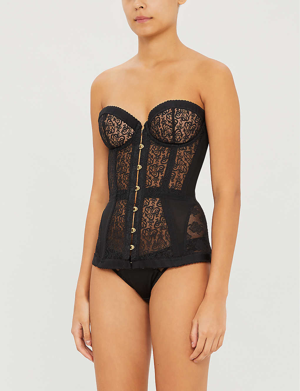Agent Provocateur Mercy Lace And Mesh Corset In Black