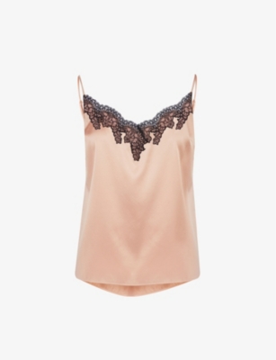 Shop Agent Provocateur Women's Pink Black Amelea Stretch-silk Camisole