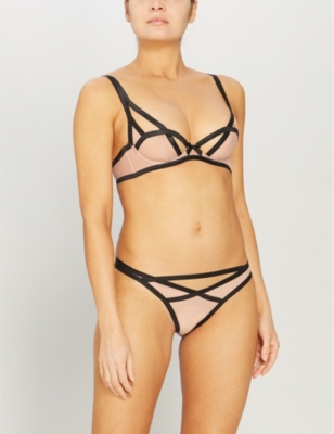 Shop Agent Provocateur Women's Nude Black Joan Stretch-jersey Underwired Bra